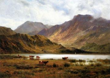 The Glyders from Llyn Ogwen Artwork by Alfred de Breanski, Sr.