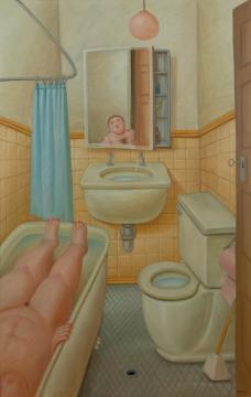 The Bathroom Artwork by Fernando Botero