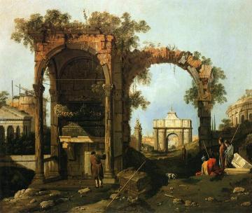 Landscape with Ruins Artwork by Giovanni Antonio Canal