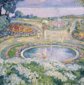 Mother and child by a fountain Artwork by Henri Lebasque