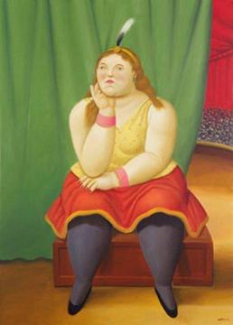 Circus Girl Seated Artwork by Fernando Botero