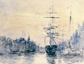 Port Scene Artwork by Eugène-Louis Boudin
