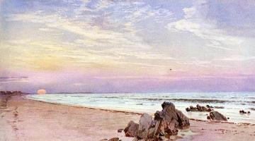Beach with Rising Sun, New Jersey Artwork by William Trost Richards