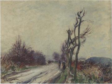 Village Road in Autumn Artwork by Gustave Loiseau