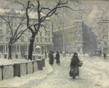 Kongens Nytorv, Copenhagen In Winter Artwork by Paul Gustave Fischer