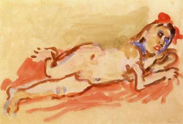 Reclining Nude Artwork by Oskar Kokoschka