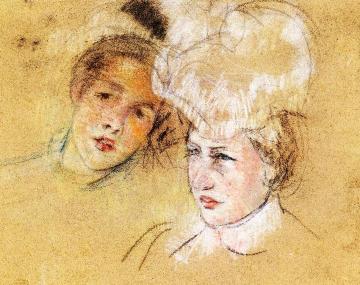Heads of Leontine and a Friend Artwork by Mary Cassatt