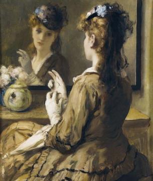 Woman with Gloves and Parasol Artwork by Fernand Toussaint