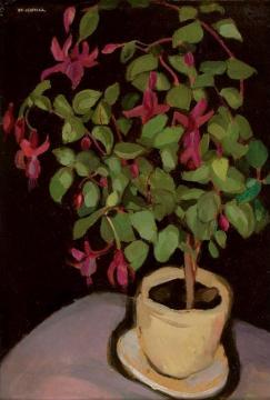 Pot Of Fuchsias Artwork by Tamara De Lempicka