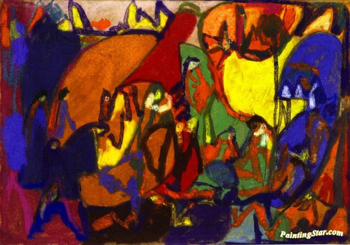 Landscape with Figures Artwork by Adolf Hölzel