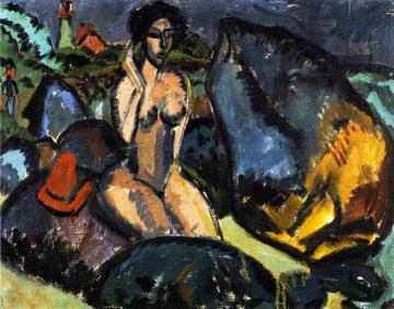 Badende zwischen Steinen Artwork by Ernst Ludwig Kirchner
