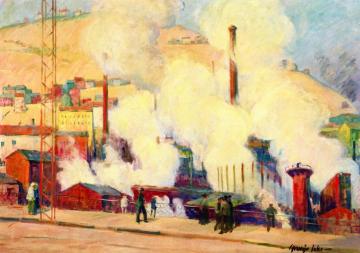 Industrial Scene, Pottsville, Pennsylvania Artwork by George Benjamin Luks