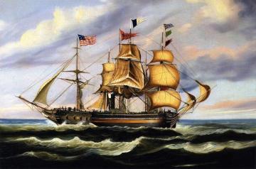 Ships Meeting at Sea: The British Queen and an American Packet Artwork by Thomas Chambers