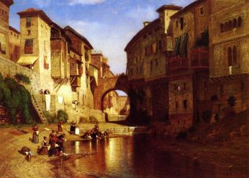 Washing Day, Granada Artwork by Samuel Colman Jr.