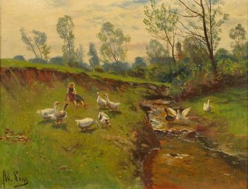 The Goose Girl Artwork by Adolf Lins