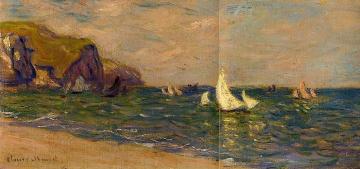 Sailboats at Sea, Pourville Artwork by Claude Oscar Monet