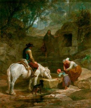 The Drinking Trough: A Scene in Brittany Artwork by Frederick Goodall