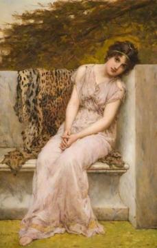 Portrait Of A Young Woman Sitting On A Marble Seat Artwork by William Oliver