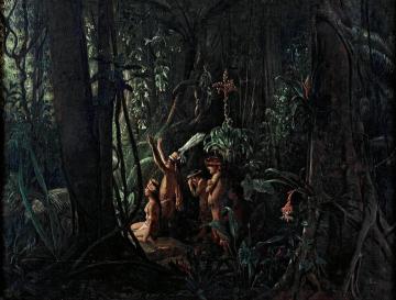 Amazonian Indians Worshiping The Sun God Artwork by Francois-Auguste Biard