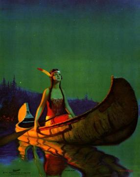 Indian Girl In A Canoe Artwork by Edward Mason Eggleston