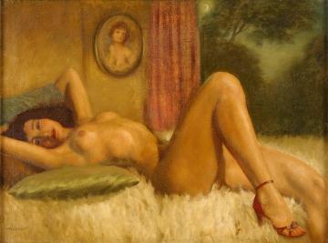 Reclining Nude Artwork by Marcel René Herrfeldt