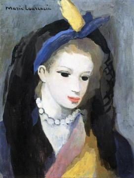 Girl in a Mantilla with a Pearl Necklace Artwork by Marie Laurencin