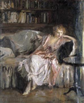 Her Leisure Hour Artwork by Irving R. Wiles