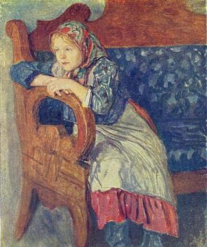 Girl on a Sofa Artwork by Nikolai Petrovich Bogdanov-belsky