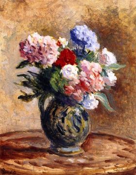 Hydrangeas and Roses in a Vase Artwork by Maximilien Luce