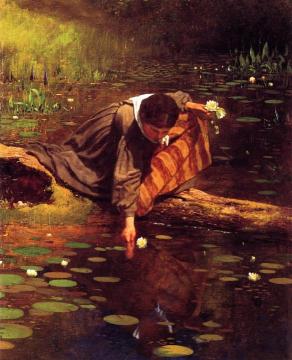 Gathering Lilies Artwork by Eastman Johnson