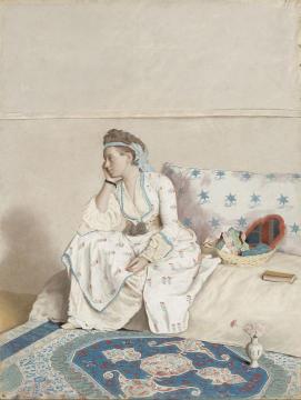 Portrait Of The Artist’s Wife, Marie Fargues, In Turkish Dress Artwork by Jean Etienne Liotard