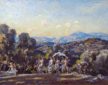 Soir Antique Artwork by Wilfred Gabriel De Glehn