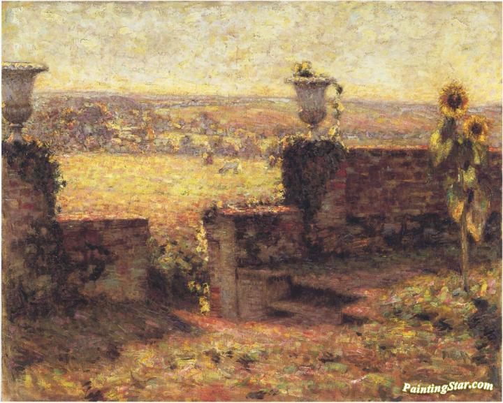 Terrace in Gerberoy Artwork by Henri Le Sidaner