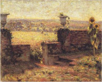 Terrace in Gerberoy Artwork by Henri Le Sidaner