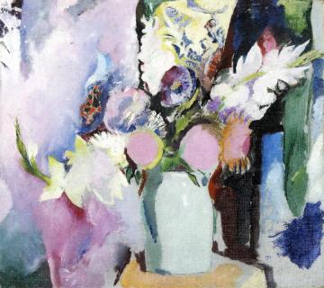 Still LIfe with Pansies and Gladiolas Artwork by Arthur B. Carles