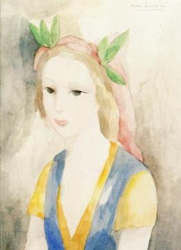 Girl with Laurels Artwork by Marie Laurencin