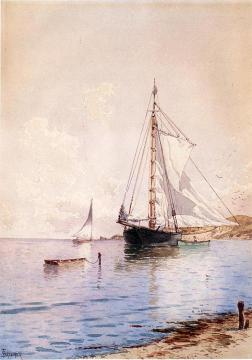 Drying The Main At Anchor Artwork by Alfred Thompson Bricher