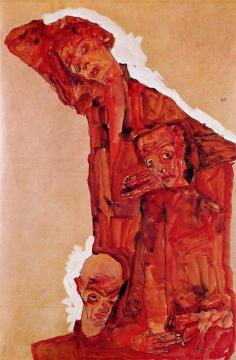 Composition with Three Male Figures Artwork by Egon Schiele