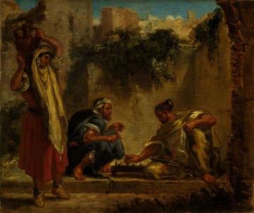 Arabs Playing Chess Artwork by Eugène Delacroix