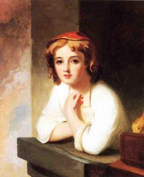 Girl Leaning at a Window Artwork by Thomas Sully