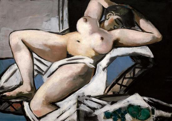 Reclining Nude Artwork by Max Beckmann