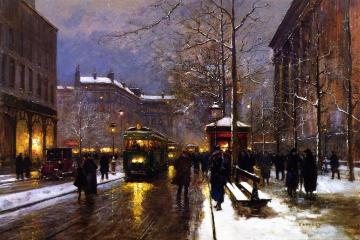 Paris, Boulevard De La Madeleine, Evening Snow Artwork by Edouard Léon Cortes