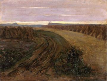 Fields with Stacked Sheaves of Rye Artwork by Piet Mondrian