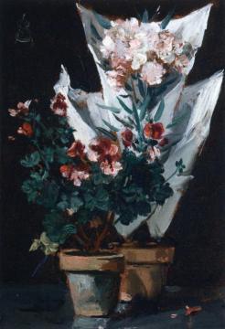 Still Life Wit Potted Geraniums Artwork by Alfred Stevens