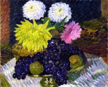 Dahlias and Grapes Artwork by Giovanni Giacometti