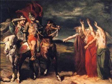 Macbeth And Banquo Encountering The Three Witches On The Heath Artwork by Theodore Chasseriau