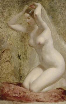 Nude Woman Kneeling Artwork by William Etty
