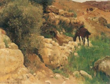 Ancient Enclosure of a Spring, Syria (Antike Quellfassung, Syrien) Artwork by Eugen Felix Prosper Bracht