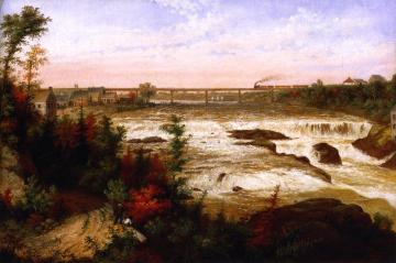 The Tubular Bridge at St. Henry'a Falls Artwork by Cornelius Krieghoff