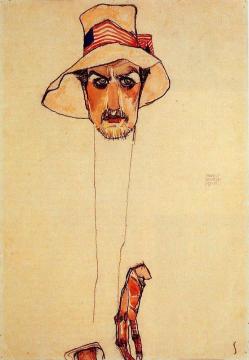 Portrait Of A Man With A Floppy Hat Artwork by Egon Schiele